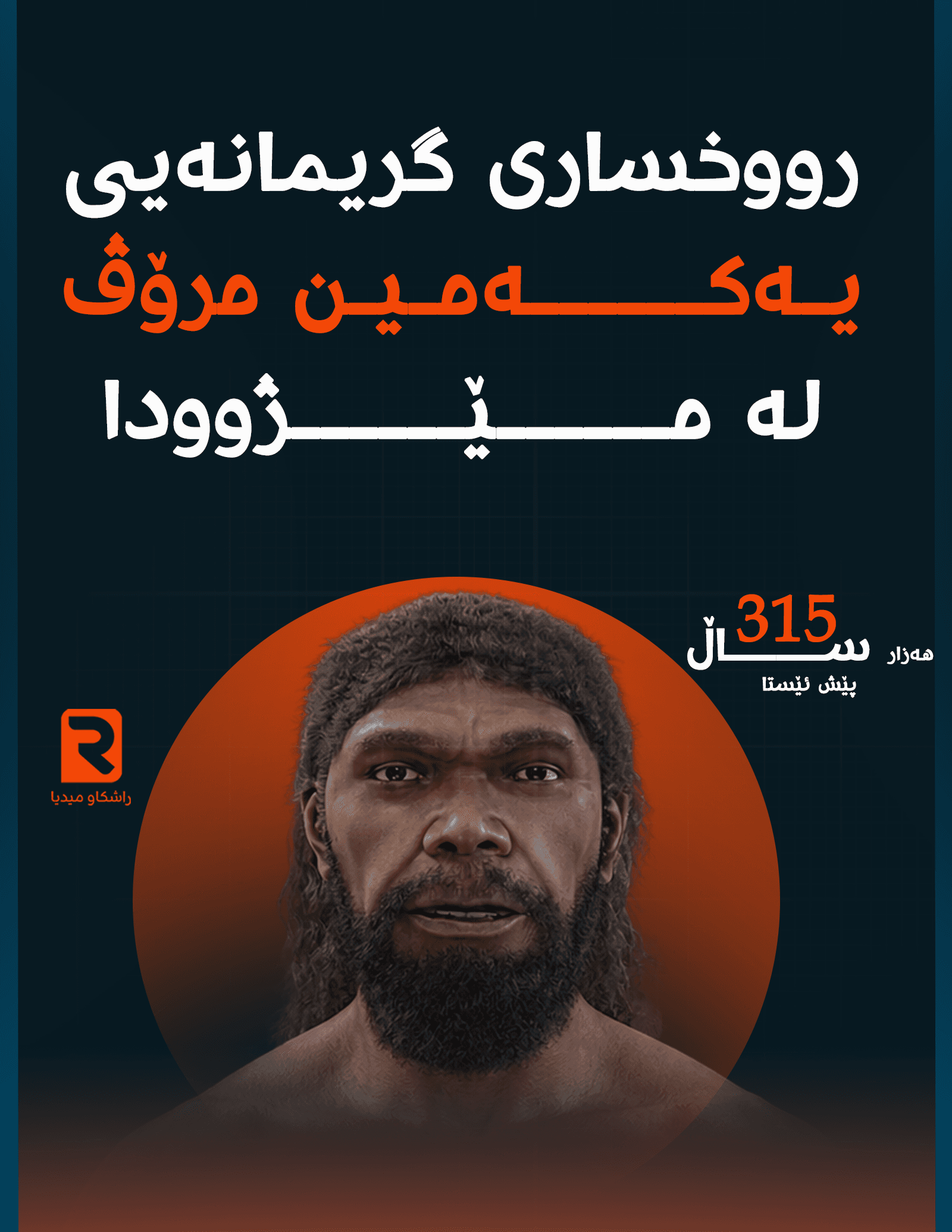 ڕووخساری گریمانەی یەکەمین مرۆڤ لە مێژوودا 315 ساڵ پێش ئێستا